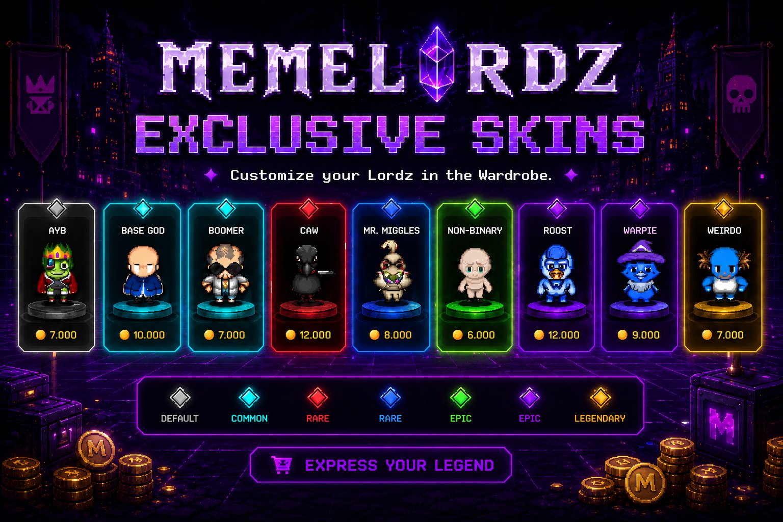 Memelordz character skins and customization